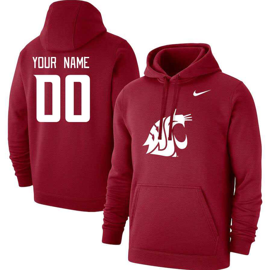 Custom Washington State Cougars Name And Number College Hoodie-Crimson - Click Image to Close